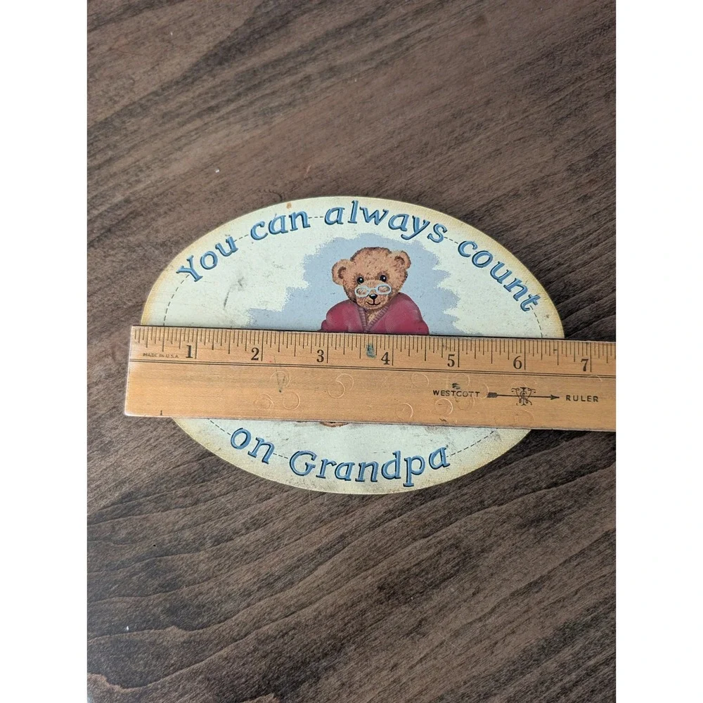 Vintage 1994 Tender Heart Treasures Count On Grandpa Teddy Bear Wood Wall Plaque